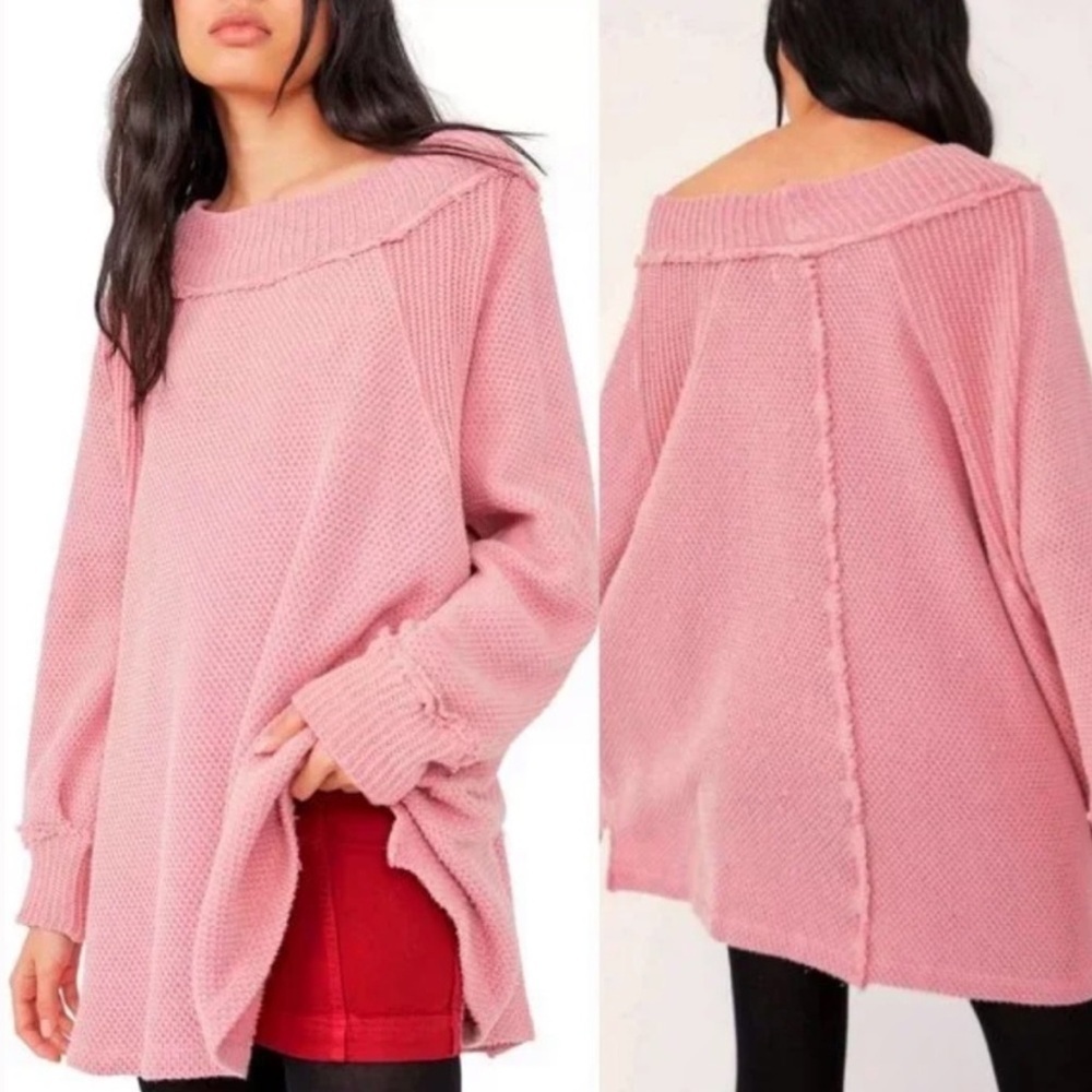 Free People We The Free Oversized Thermal Small Pink Sweater Top She’s a Keeper